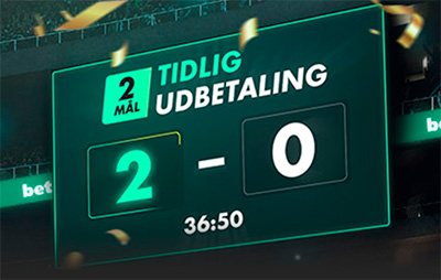 Bet365 tidlig udbetaling - 2 mål foran tidlig udbetaling fodbold